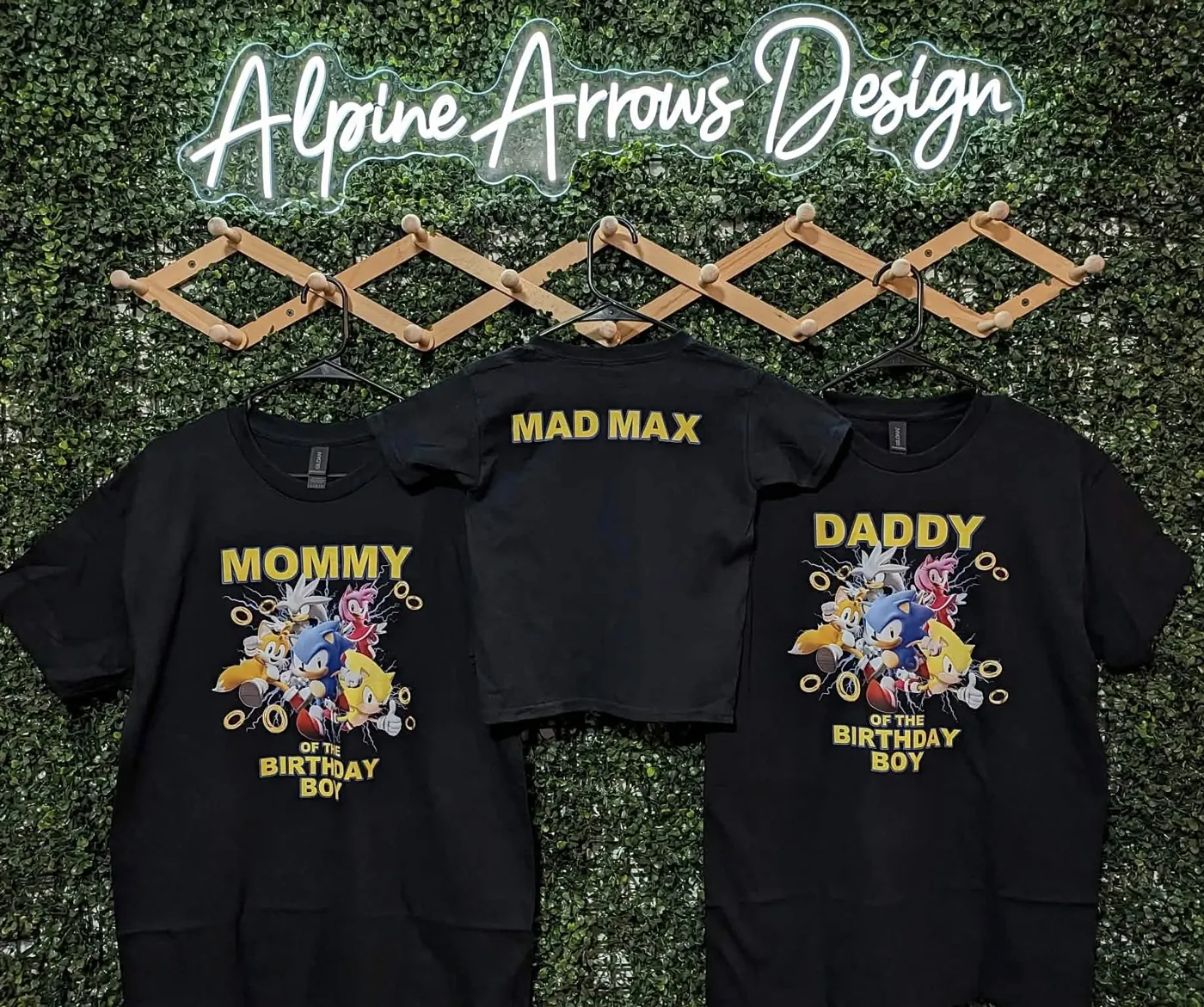 Custom DTF-printed birthday party shirts