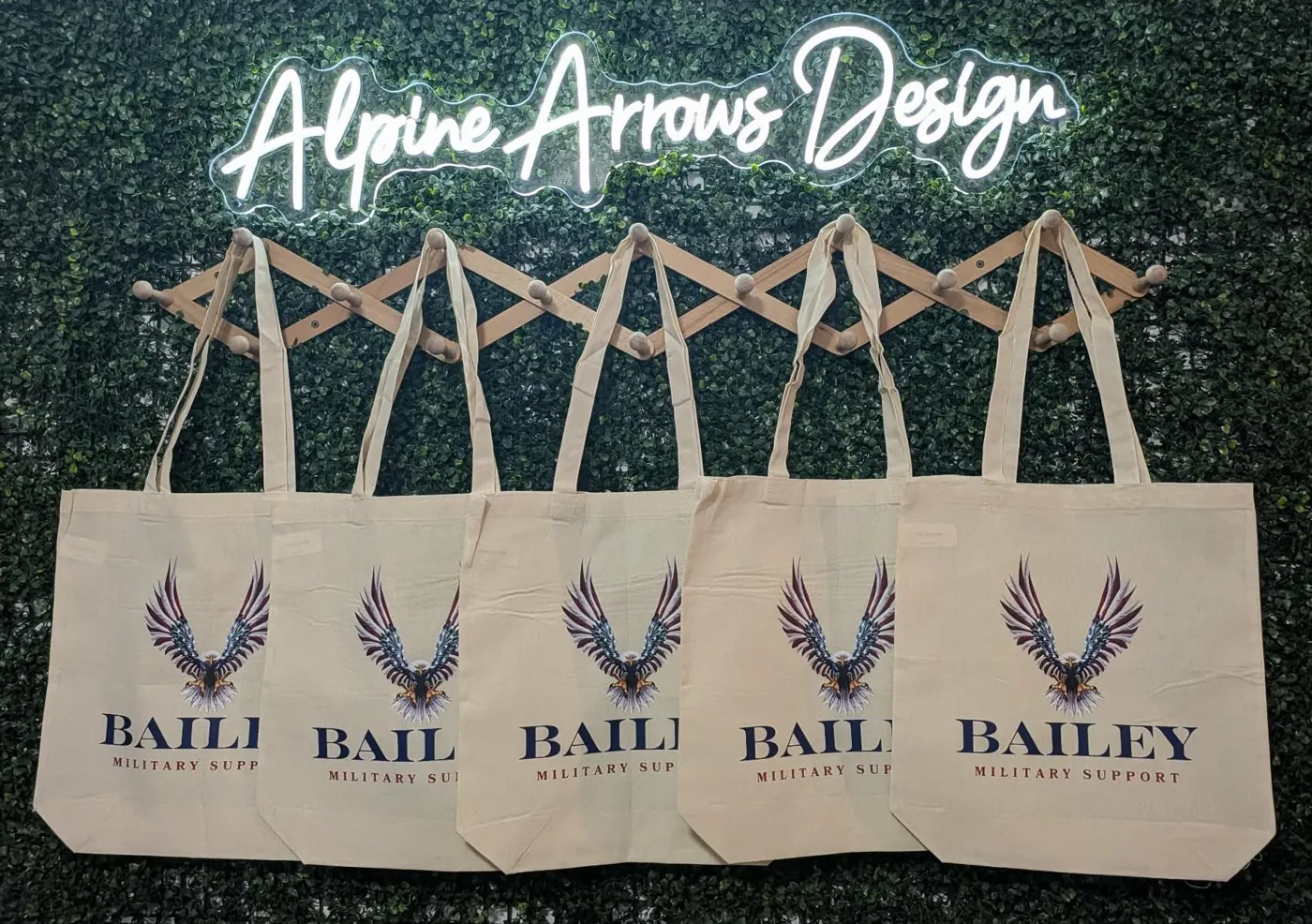 Custom printed canvas tote bags with an organization logo