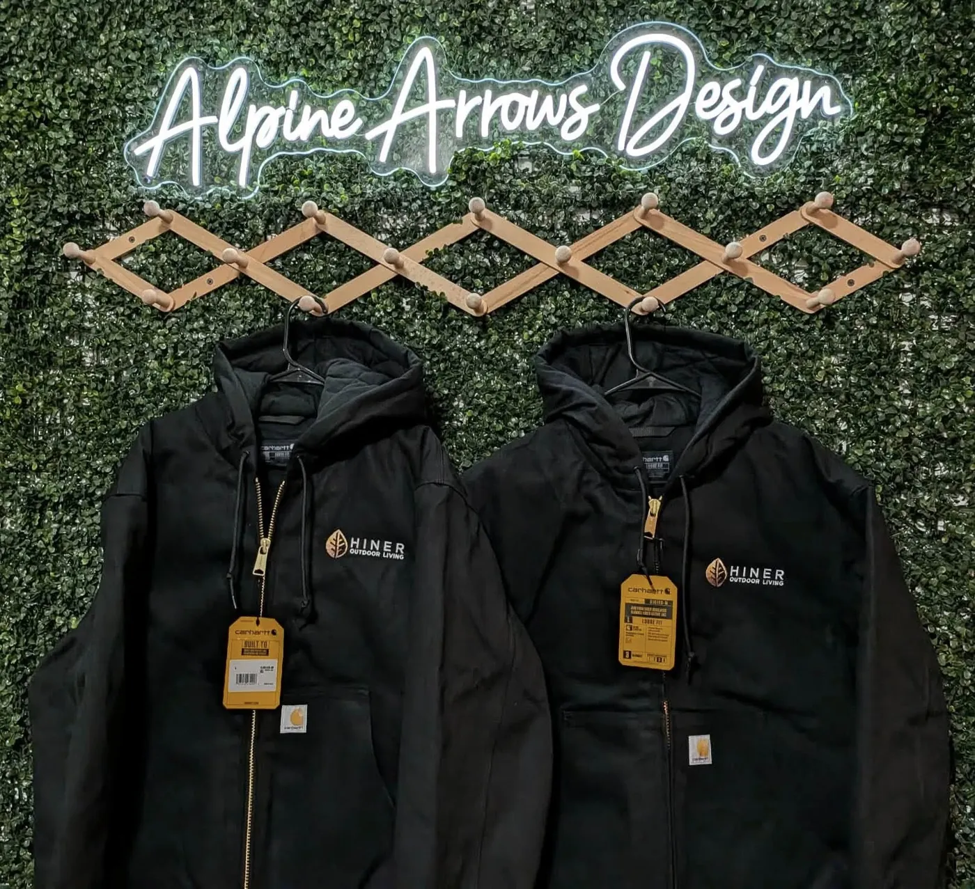 Custom embroidered Carhartt work jackets with company logo, made in our Colorado Springs shop