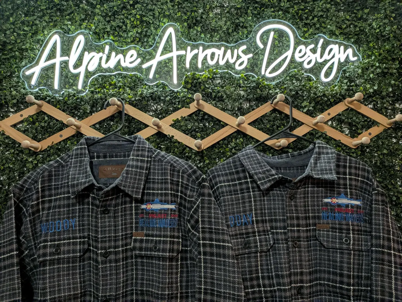 Custom embroidered flannel shirts with a left-chest logo